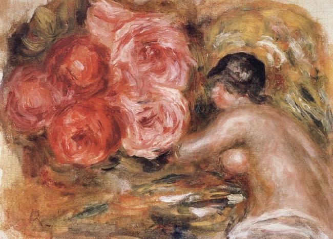 Pierre Renoir Roses and Study of Gabrielle Spain oil painting art